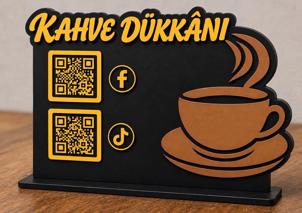 Kahve Dükkânı Siyah Gold Stant